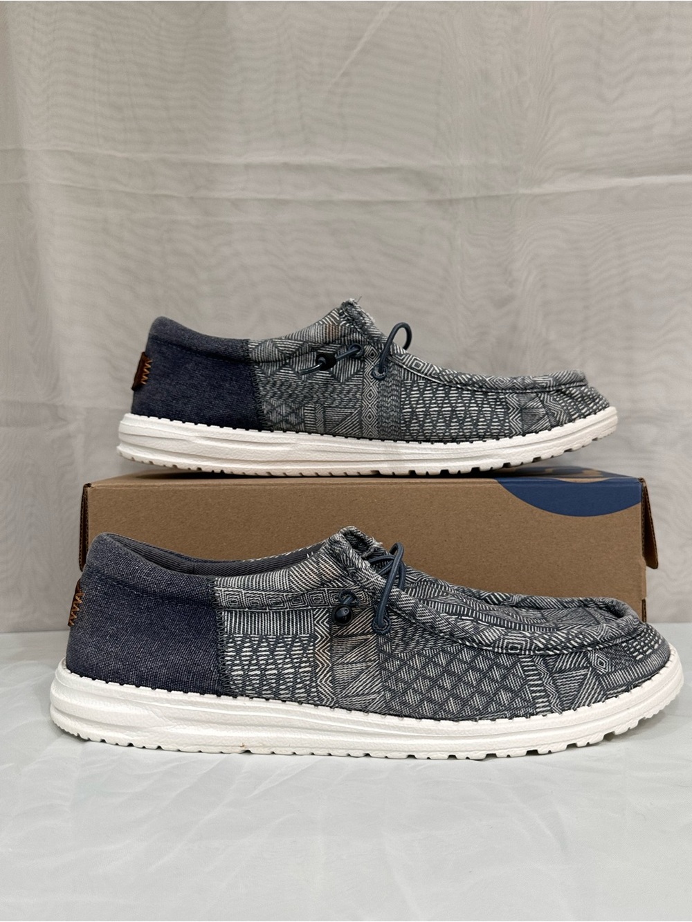 Hey Dude | Men’s size 10 | Navy Patterned Slip-On Loafers